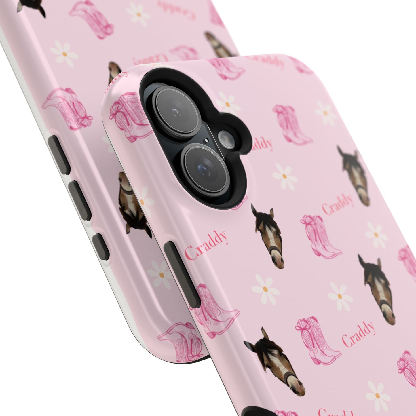 Pink Horse Pattern Magnetic Impact Case — Custom Equestrian iPhone Cover