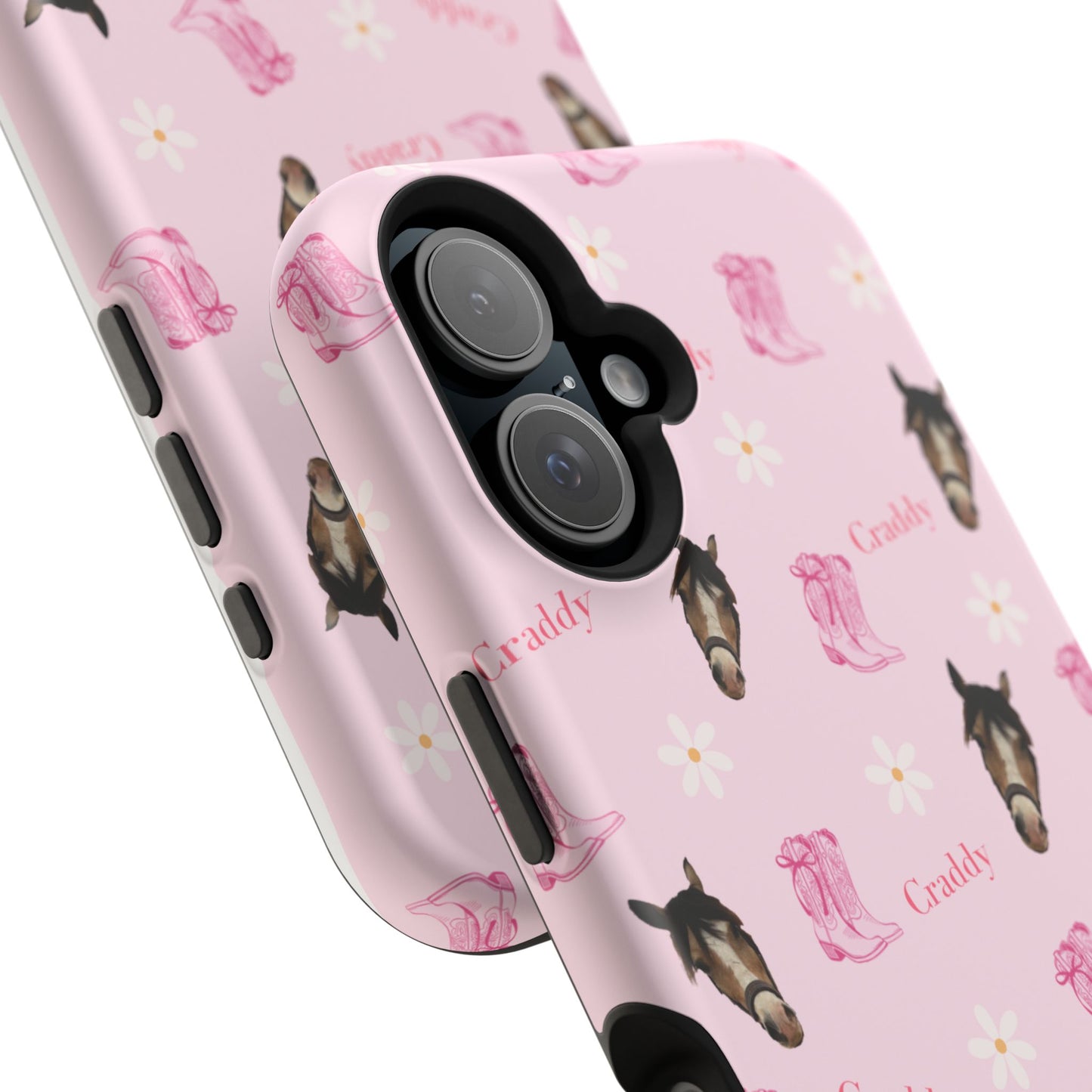 Pink Horse Pattern Magnetic Impact Case — Custom Equestrian iPhone Cover