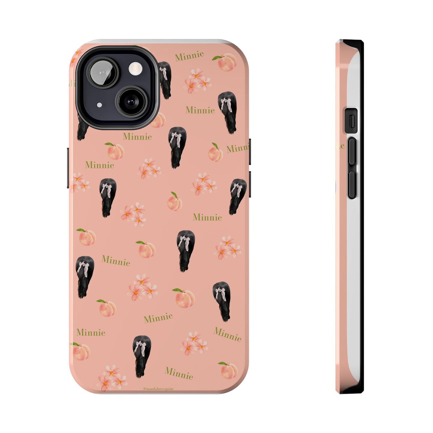 Personalized Peach Floral Phone Case — Tough Protective Case with Custom Name (Minnie)
