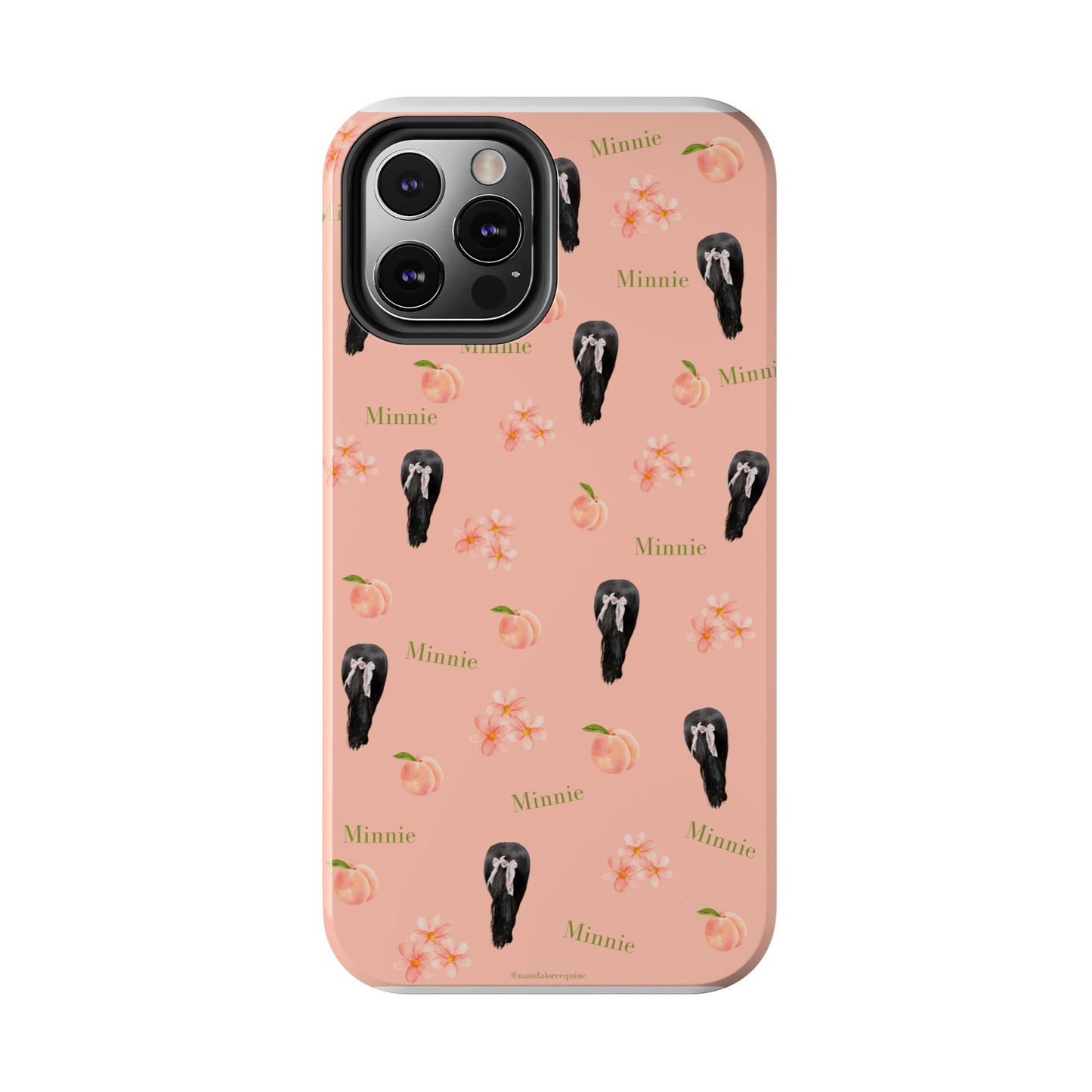 Personalized Peach Floral Phone Case — Tough Protective Case with Custom Name (Minnie)