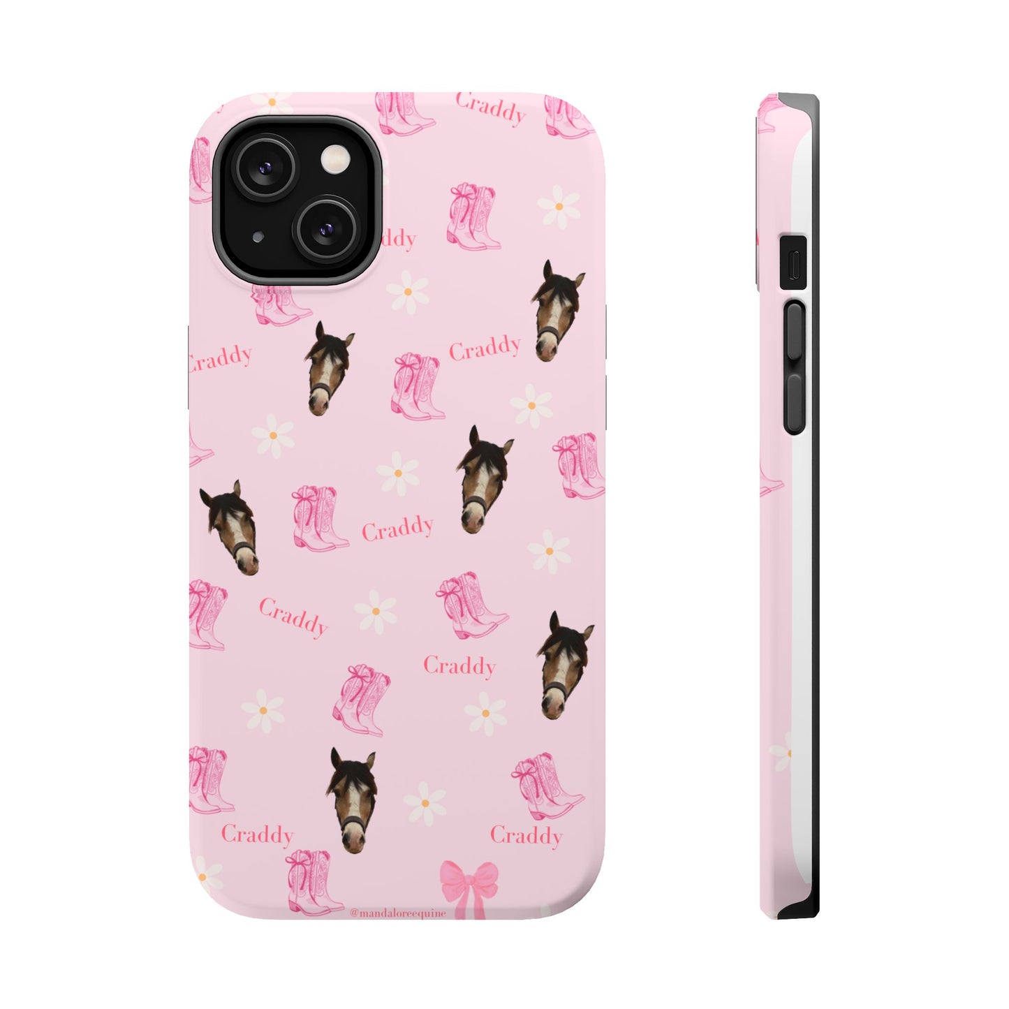 Pink Horse Pattern Magnetic Impact Case — Custom Equestrian iPhone Cover