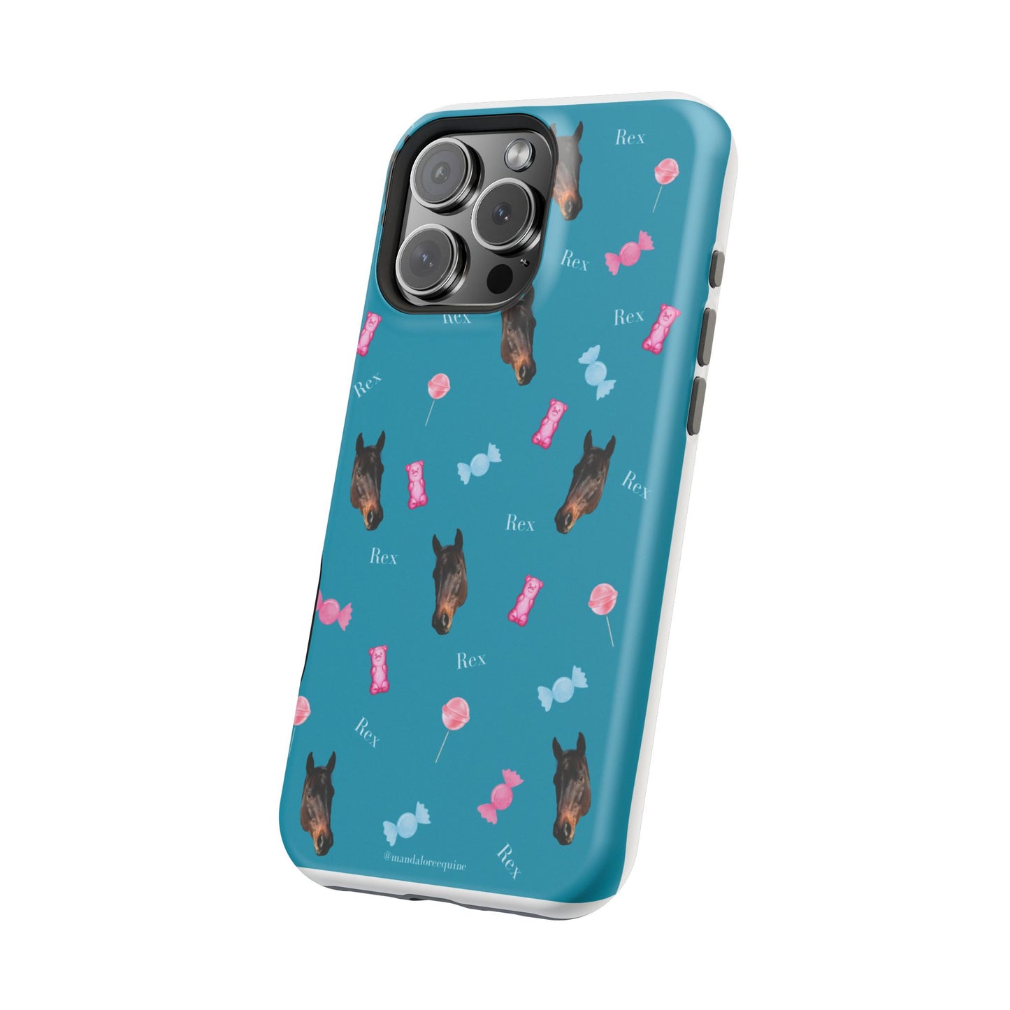 Magnetic Impact-Resistant Phone Case — Teal Doberman Candy Pattern (Protective, Shockproof)