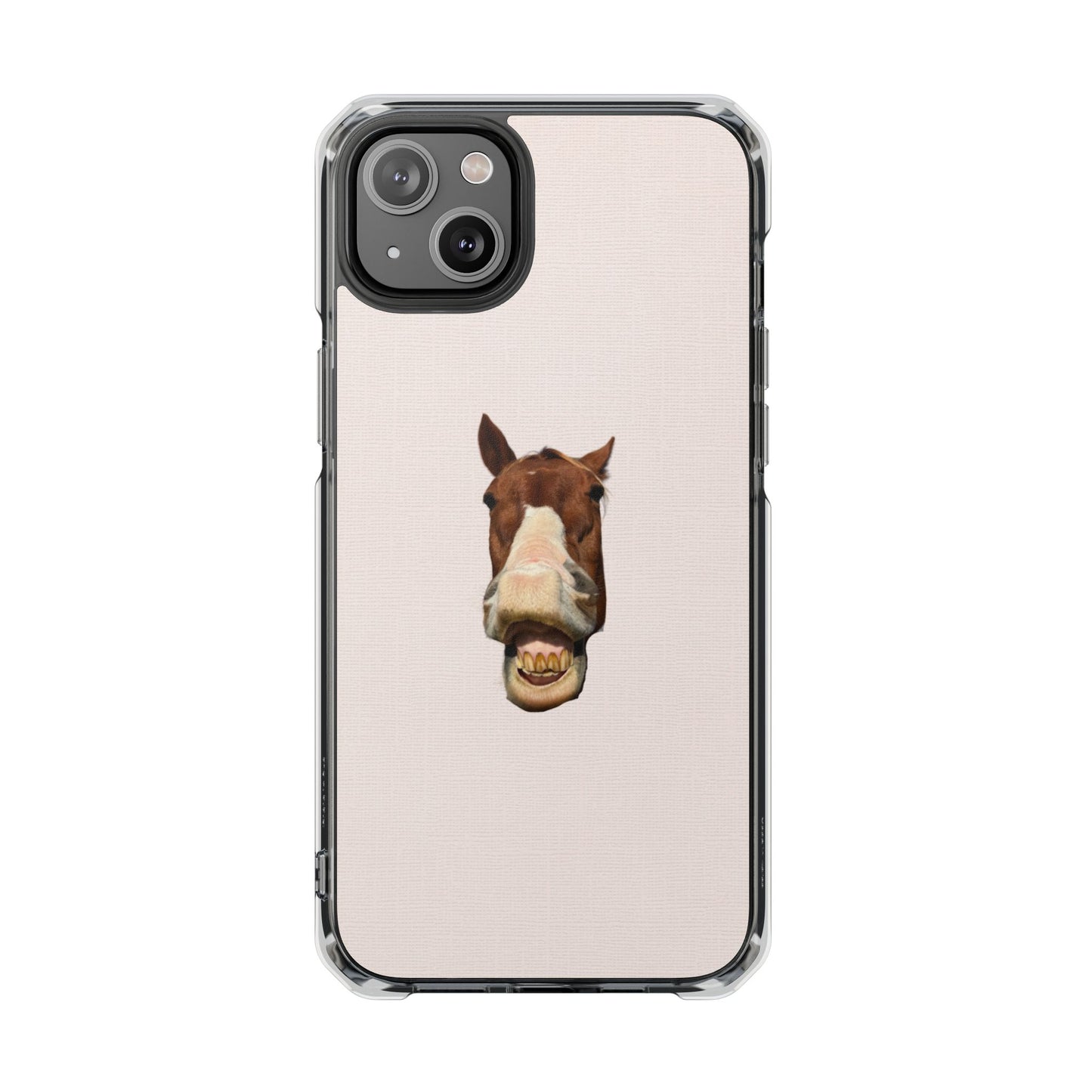 Clear Magnetic Phone Case — Funny Grinning Horse Design