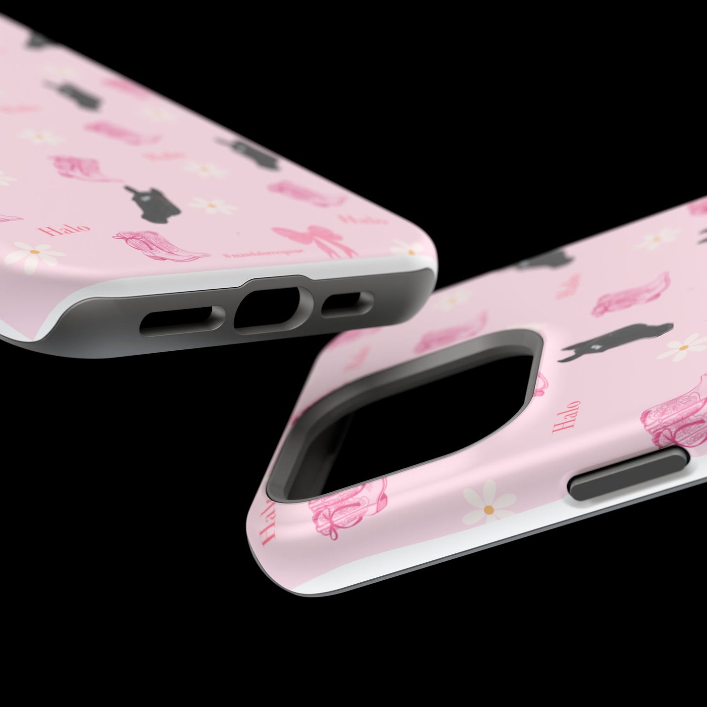 Magnetic Impact-Resistant Phone Case — Cute Pink Cat Pattern