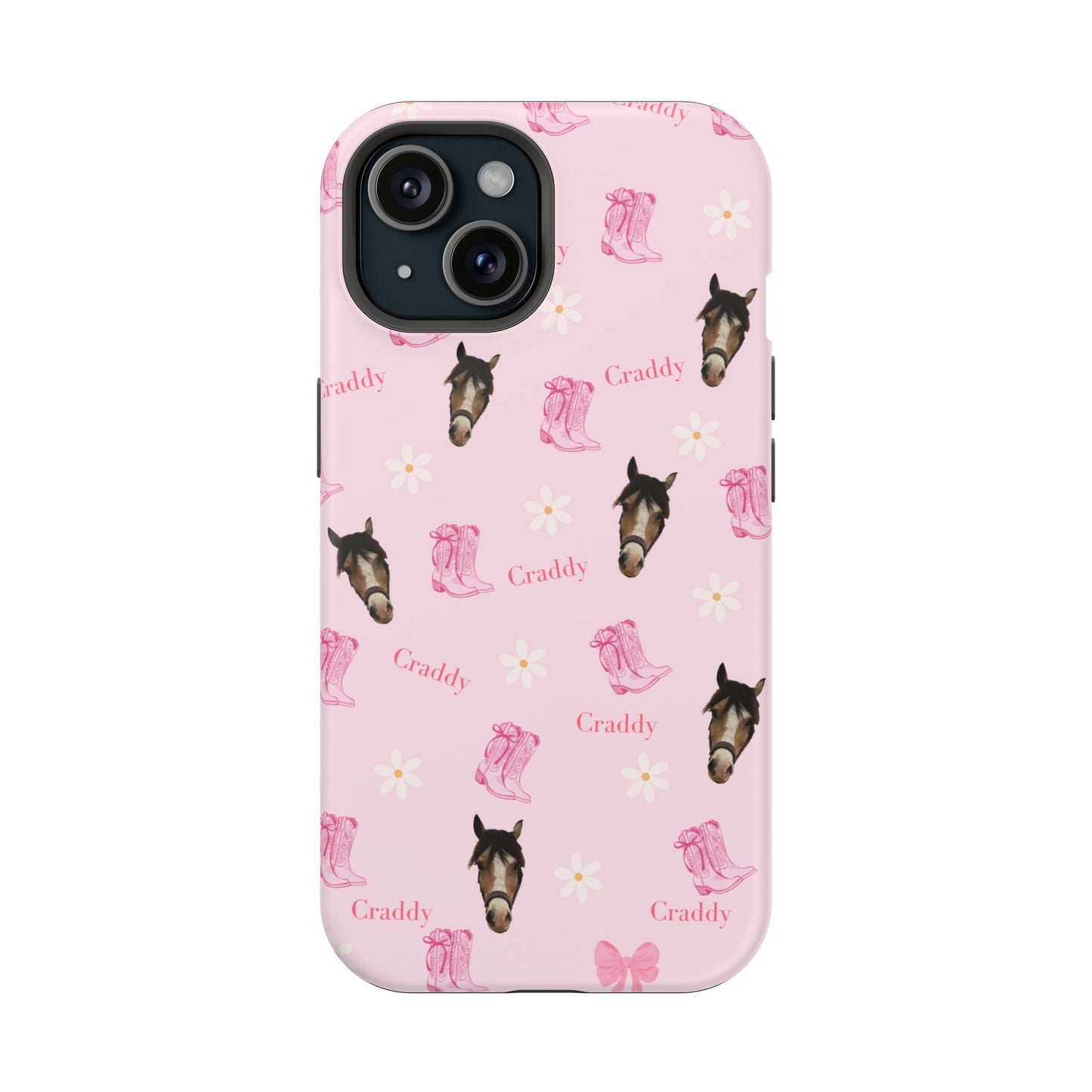 Pink Horse Pattern Magnetic Impact Case — Custom Equestrian iPhone Cover
