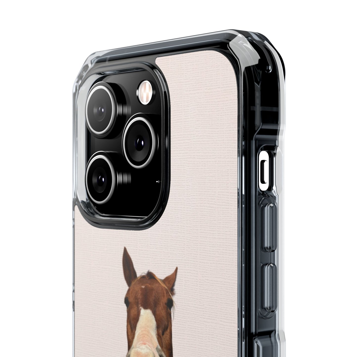 Clear Magnetic Phone Case — Funny Grinning Horse Design