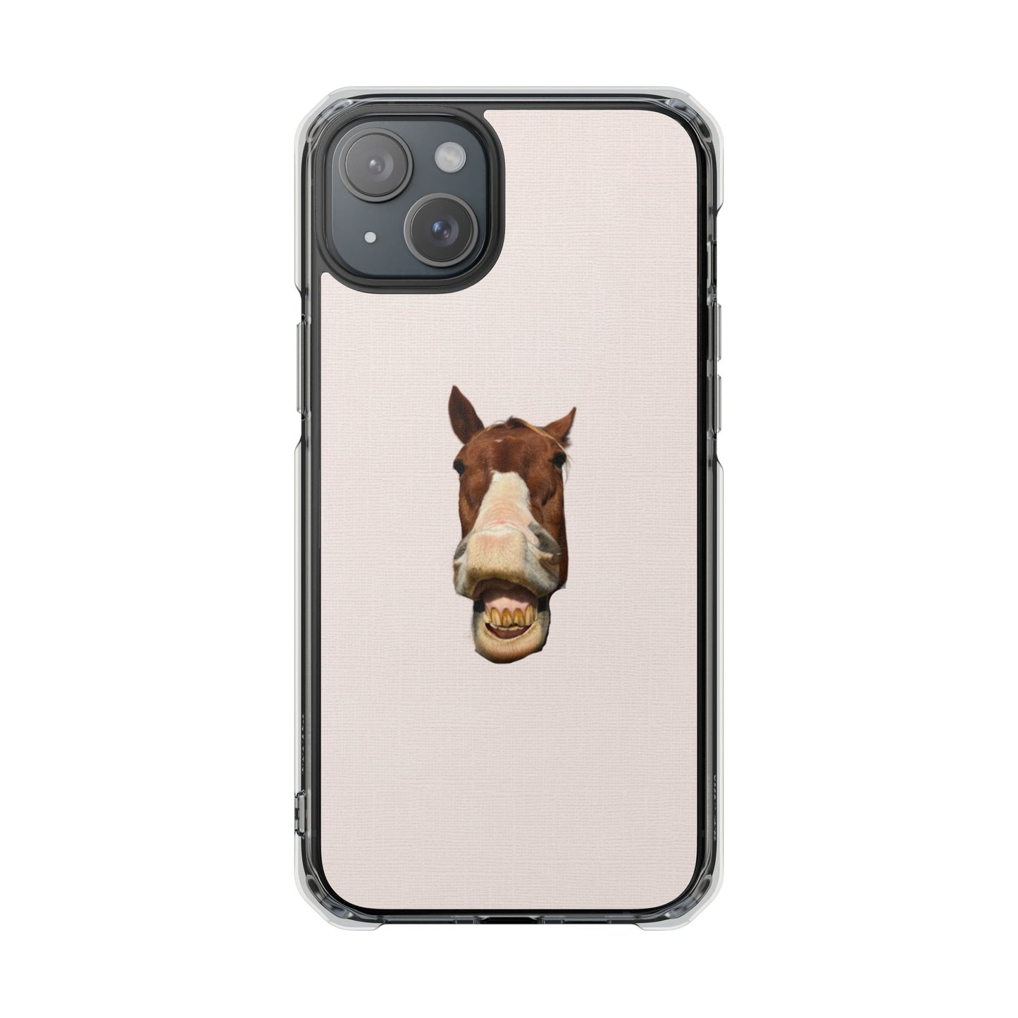 Clear Magnetic Phone Case — Funny Grinning Horse Design