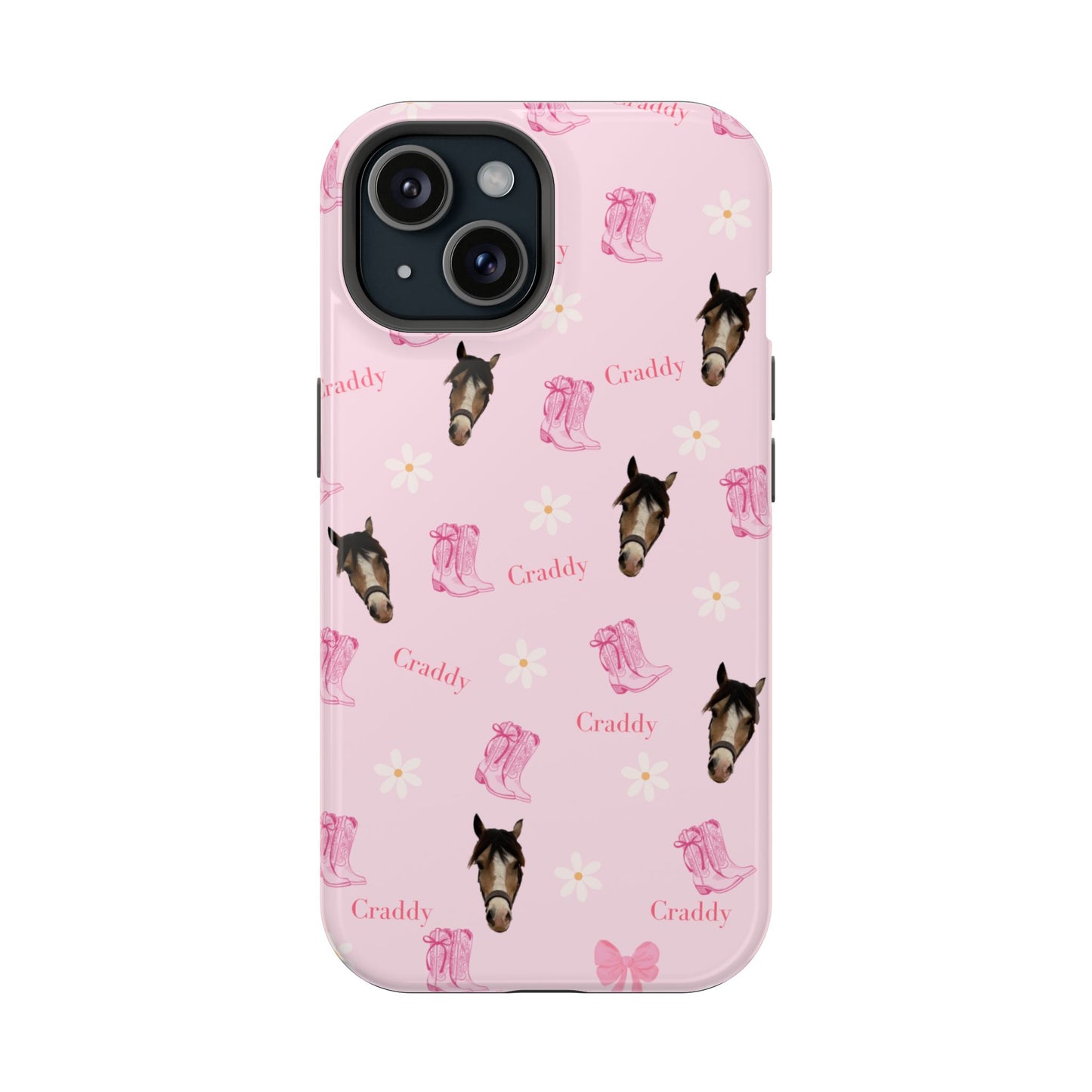 Pink Horse Pattern Magnetic Impact Case — Custom Equestrian iPhone Cover