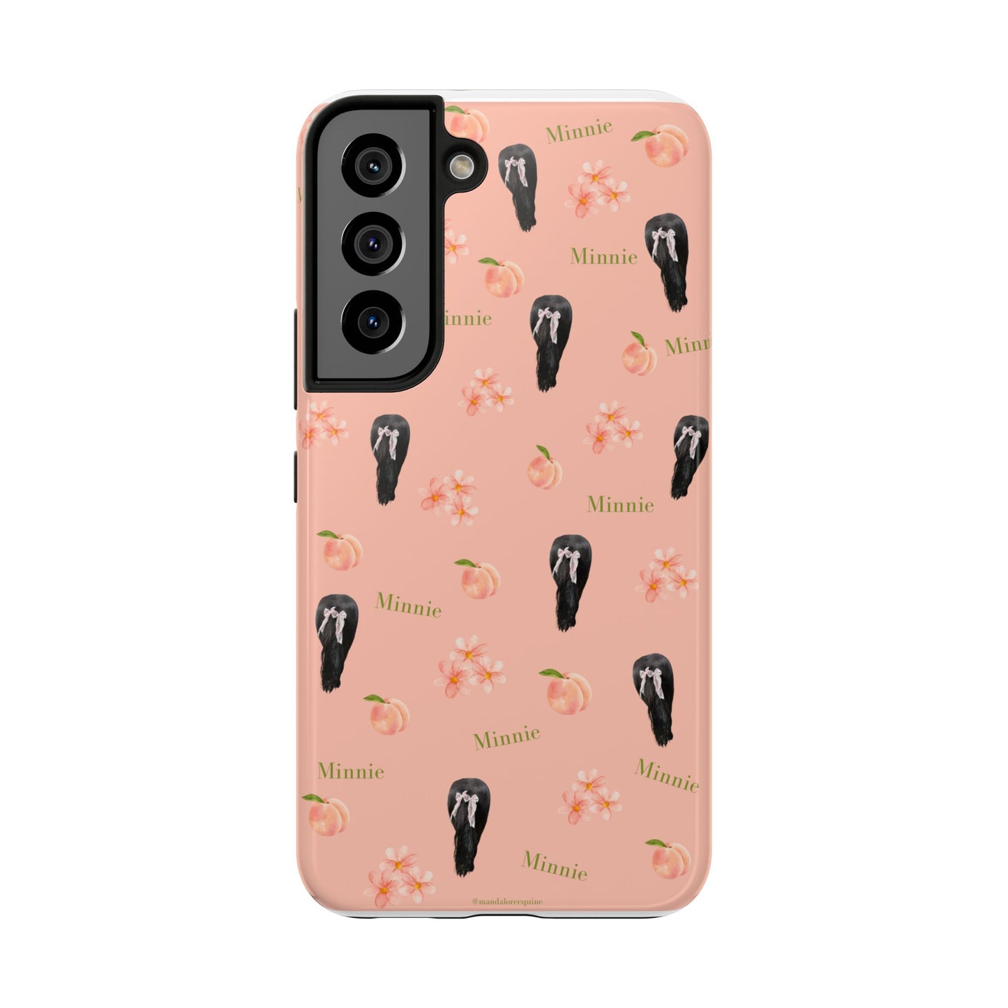 Personalized Peach Floral Phone Case — Tough Protective Case with Custom Name (Minnie)