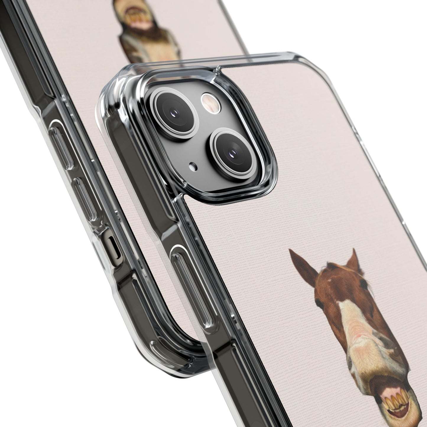 Clear Magnetic Phone Case — Funny Grinning Horse Design