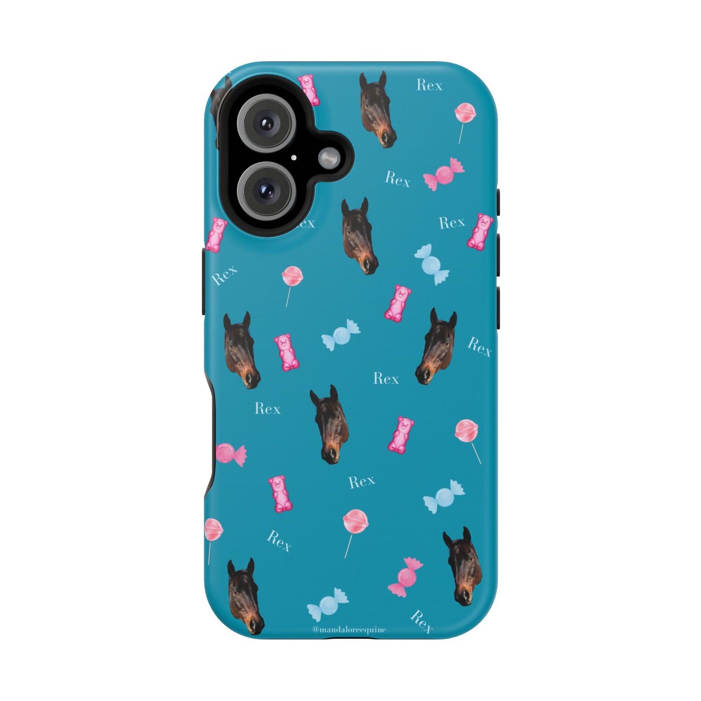 Magnetic Impact-Resistant Phone Case — Teal Doberman Candy Pattern (Protective, Shockproof)