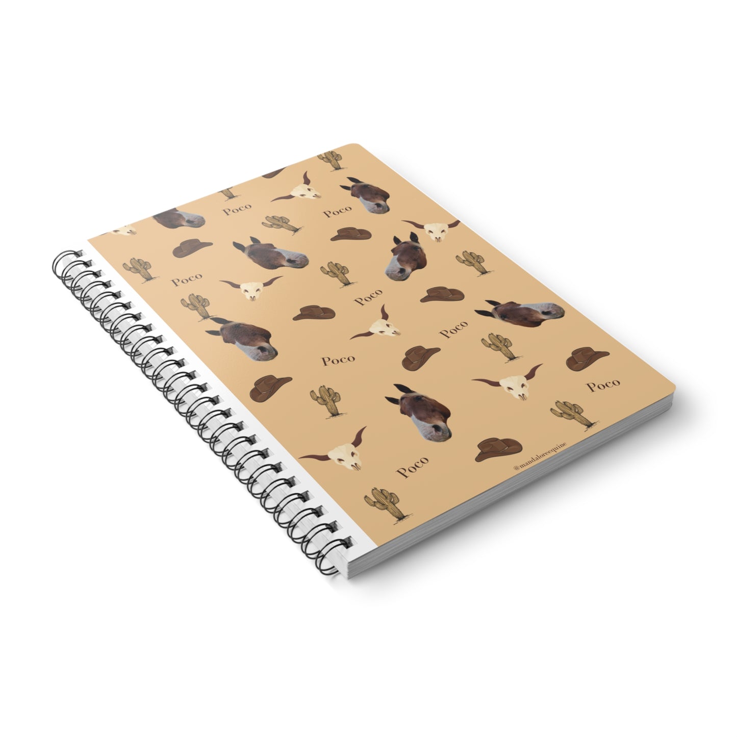 R Horse Pattern A5 Spiral Notebook — 'Poco' Western Cowboy Design