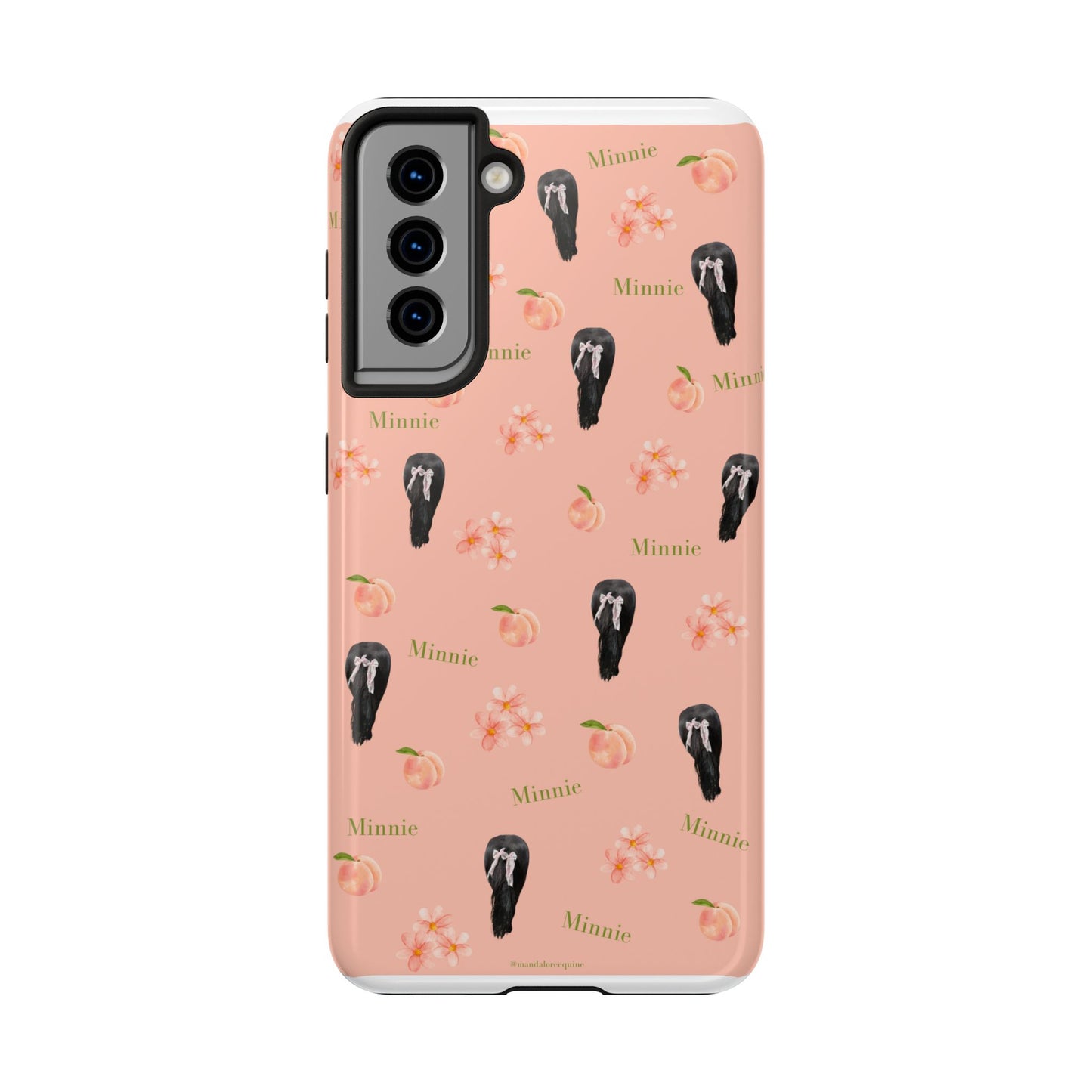 Personalized Peach Floral Phone Case — Tough Protective Case with Custom Name (Minnie)
