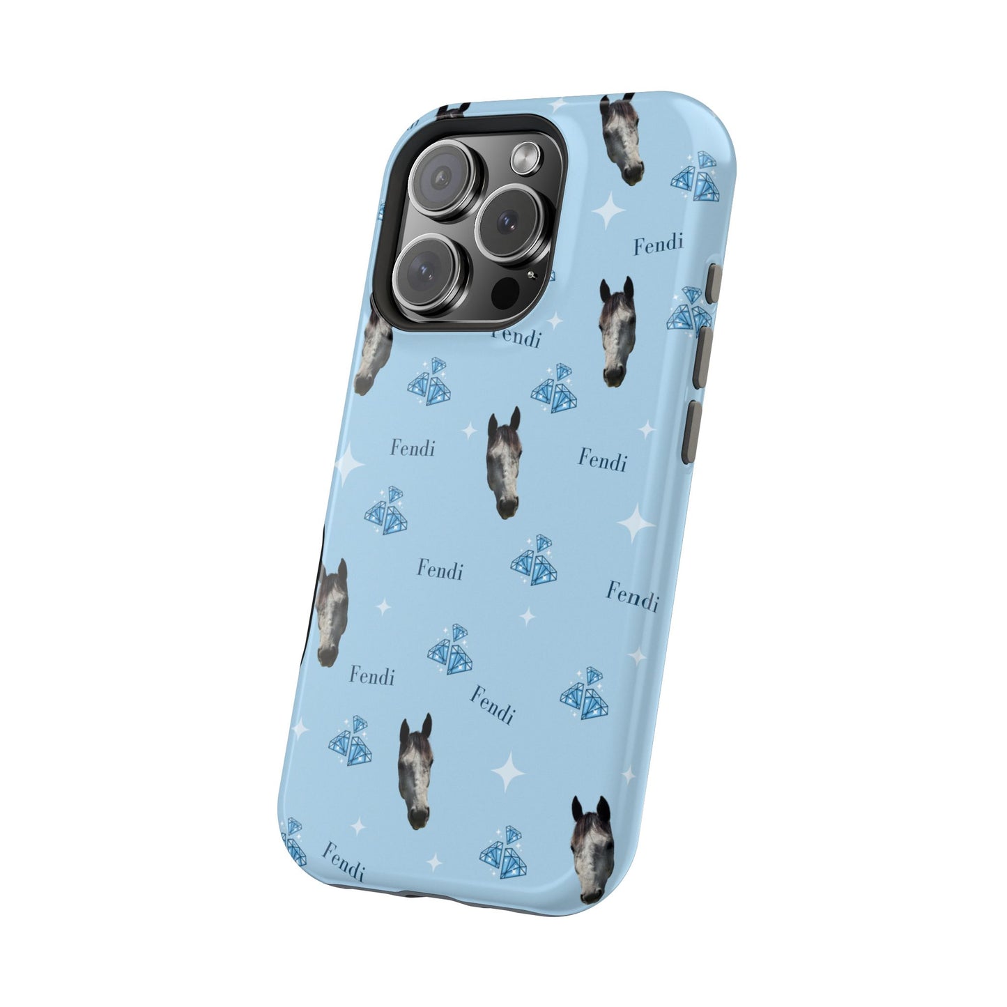 Blue Horse Pattern Magnetic Impact-Resistant Phone Case
