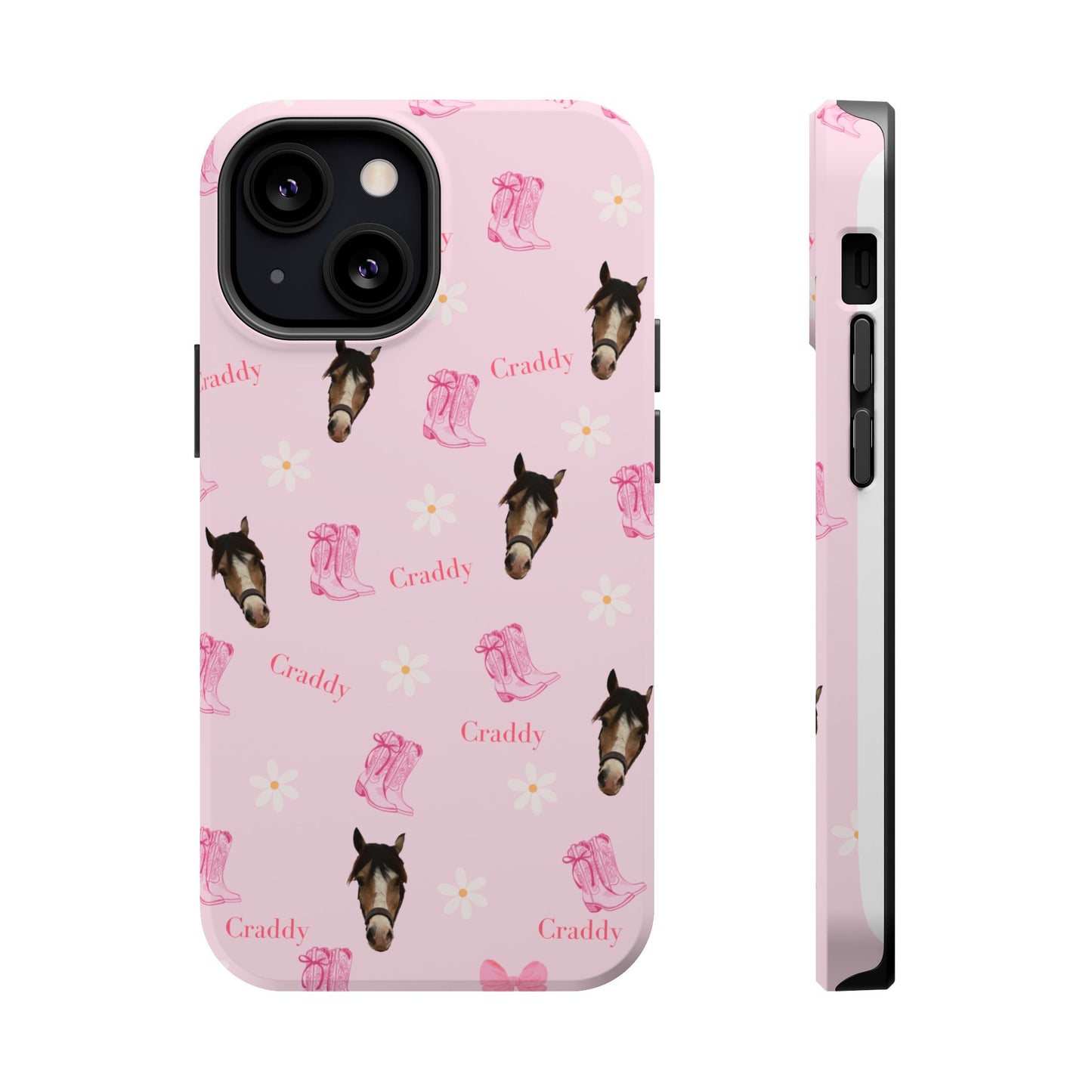 Pink Horse Pattern Magnetic Impact Case — Custom Equestrian iPhone Cover