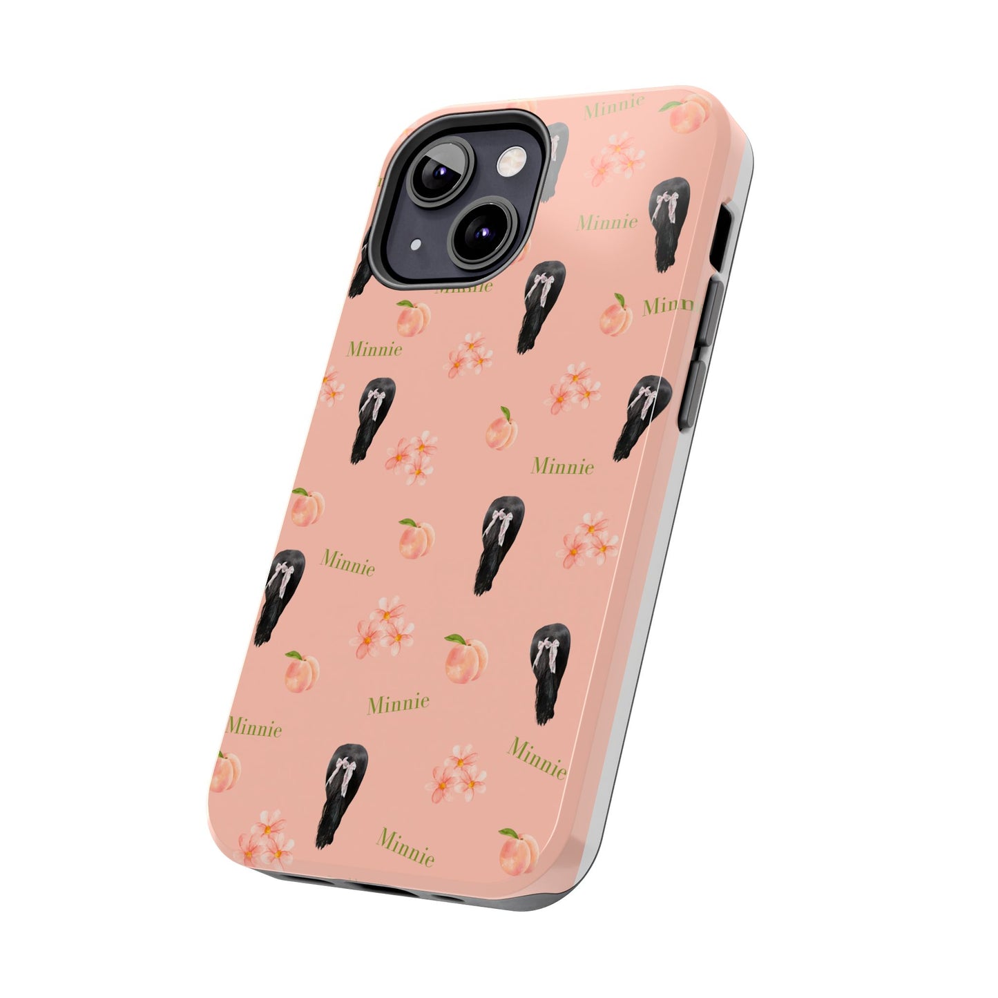 Personalized Peach Floral Phone Case — Tough Protective Case with Custom Name (Minnie)