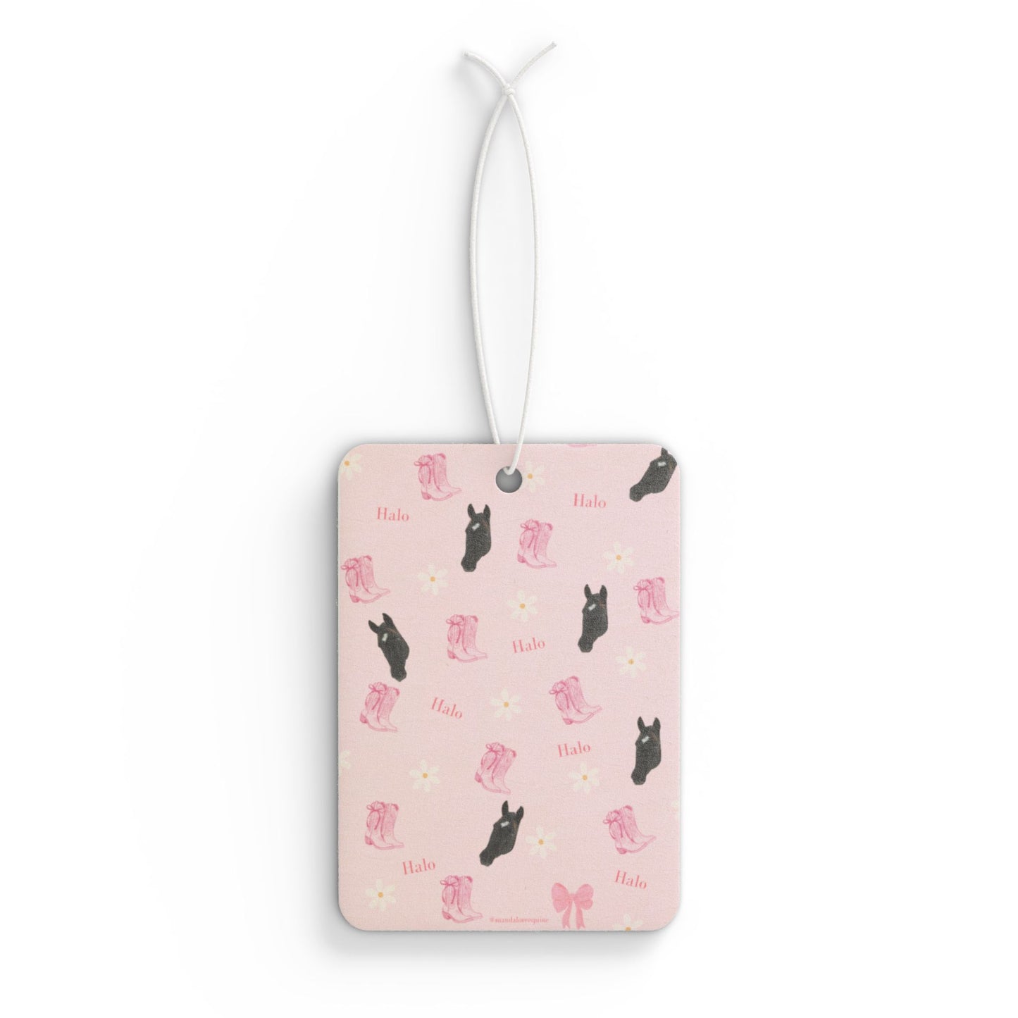 Black Horse Pink Car Air Freshener — Floral Equine Scented Ornament