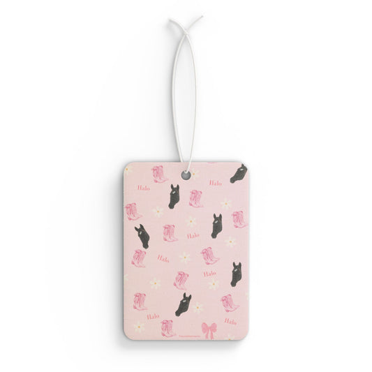 Black Horse Pink Car Air Freshener — Floral Equine Scented Ornament