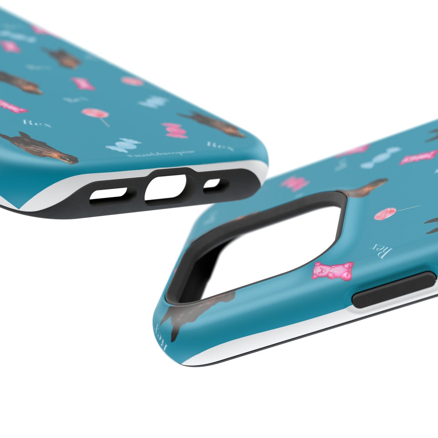 Magnetic Impact-Resistant Phone Case — Teal Doberman Candy Pattern (Protective, Shockproof)