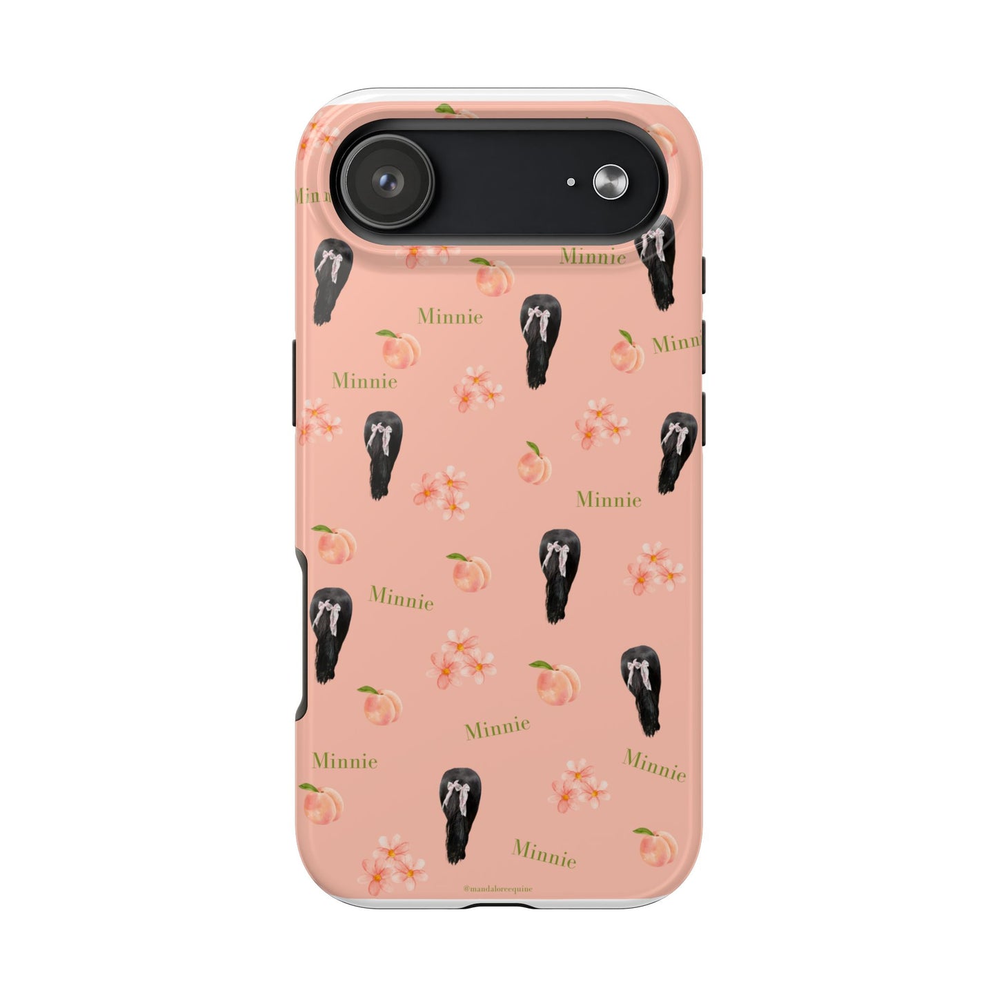 Personalized Peach Floral Phone Case — Tough Protective Case with Custom Name (Minnie)