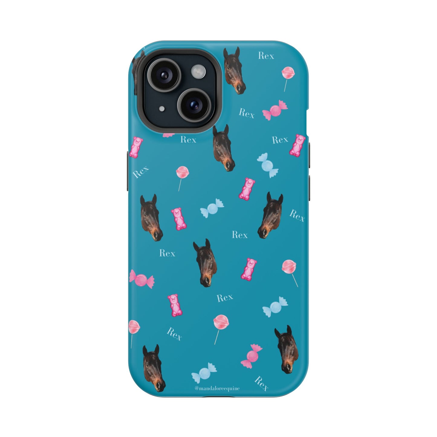 Magnetic Impact-Resistant Phone Case — Teal Doberman Candy Pattern (Protective, Shockproof)