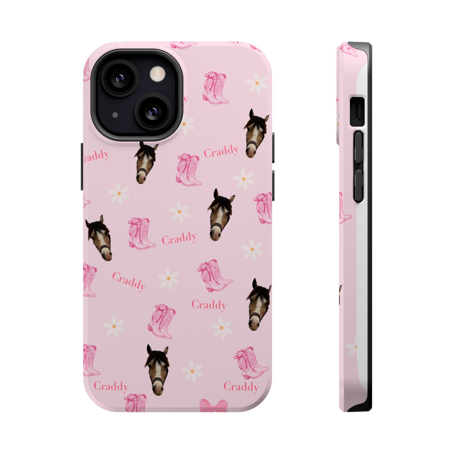 Pink Horse Pattern Magnetic Impact Case — Custom Equestrian iPhone Cover