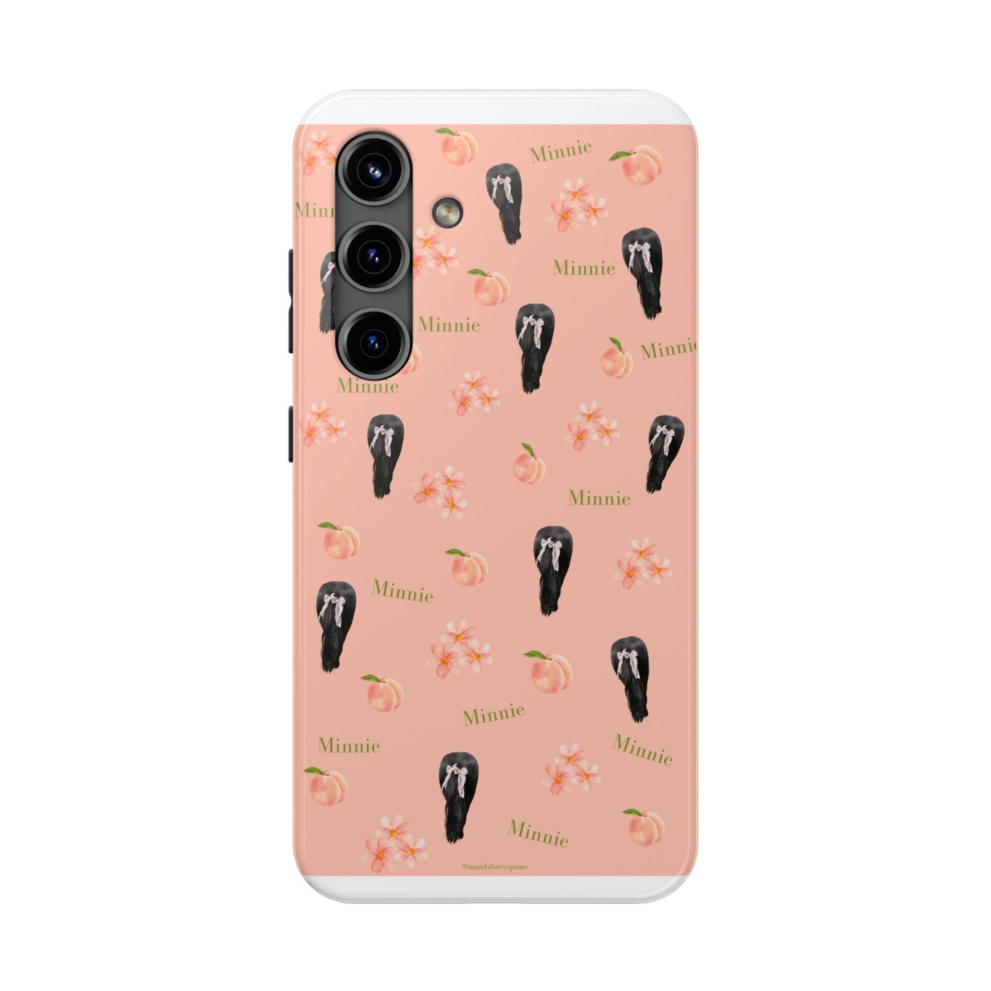 Personalized Peach Floral Phone Case — Tough Protective Case with Custom Name (Minnie)