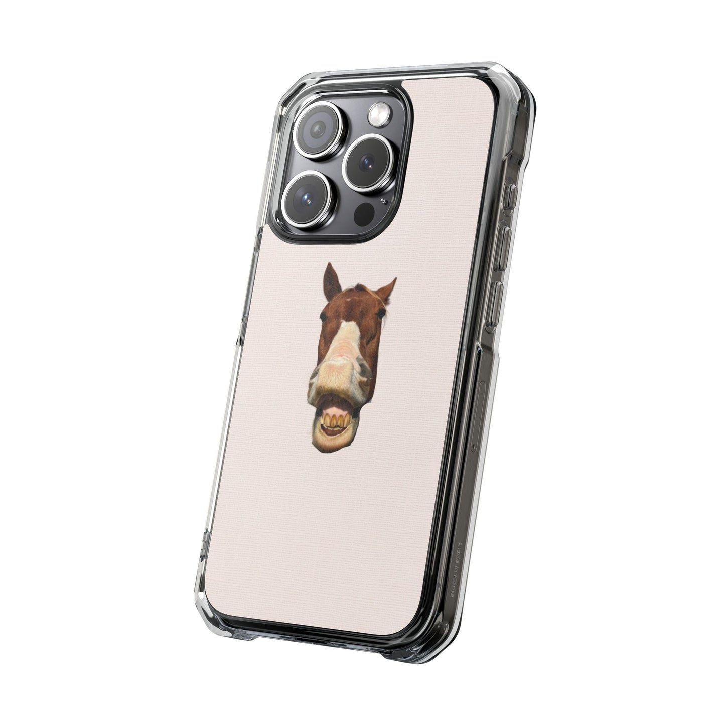 Clear Magnetic Phone Case — Funny Grinning Horse Design