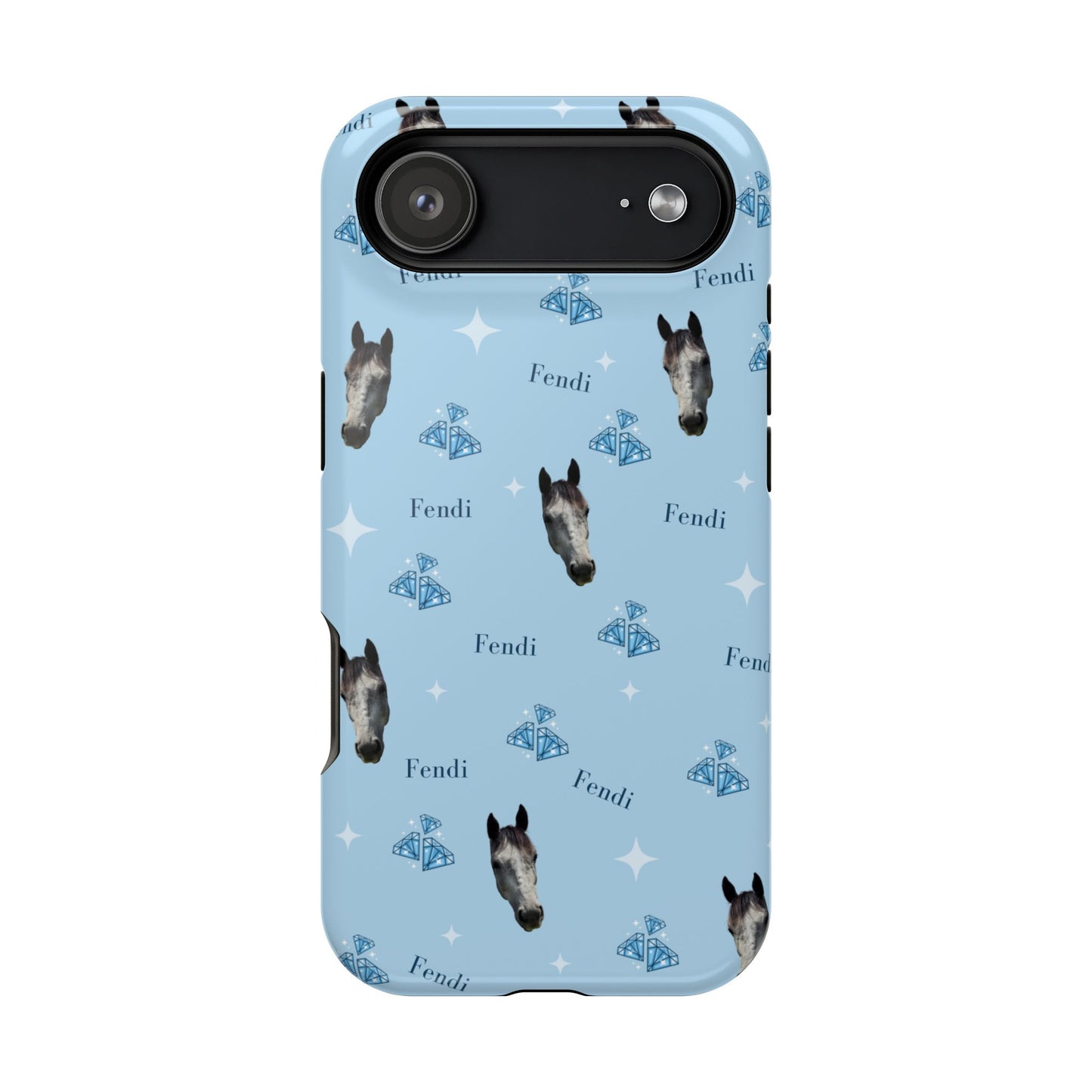 Blue Horse Pattern Magnetic Impact-Resistant Phone Case
