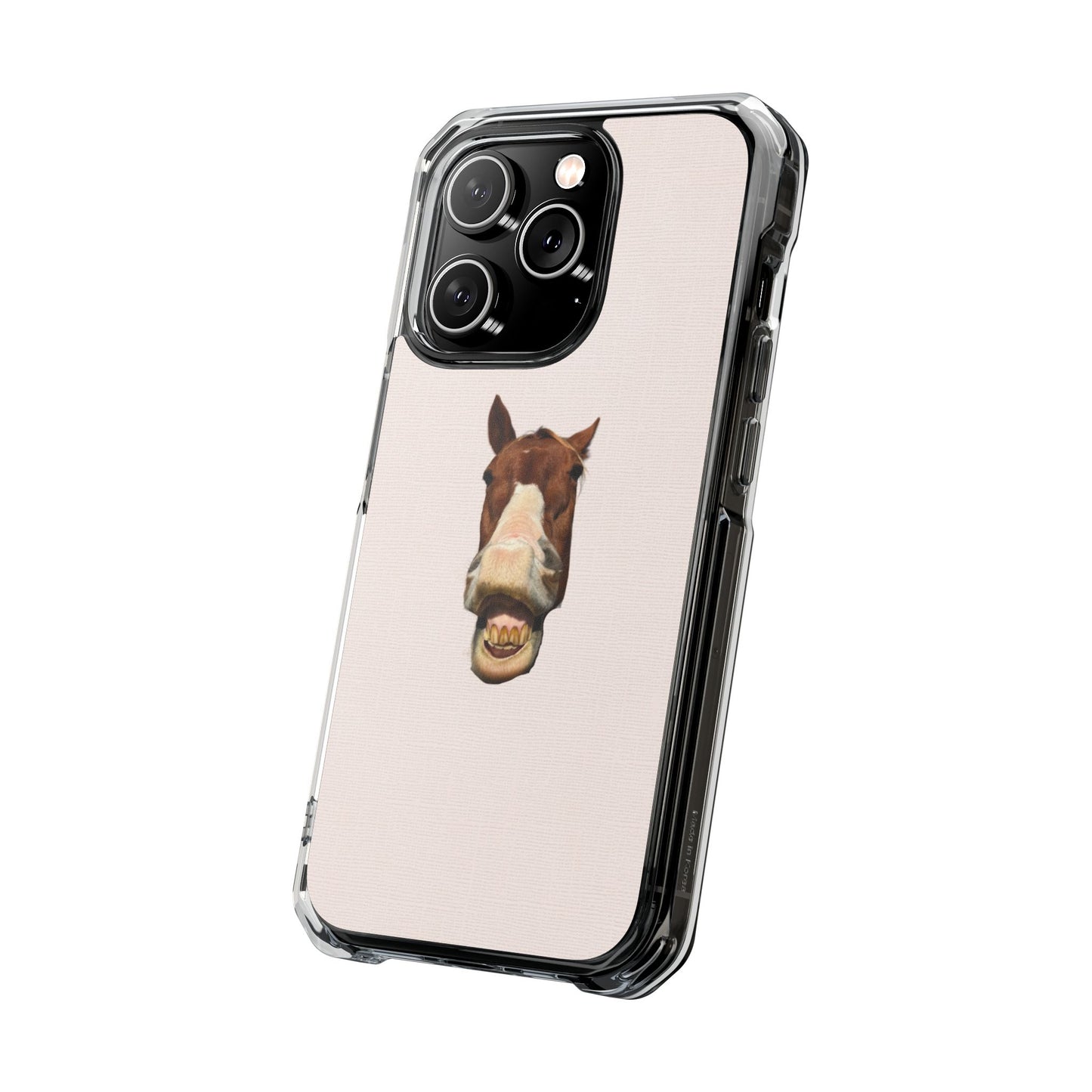 Clear Magnetic Phone Case — Funny Grinning Horse Design