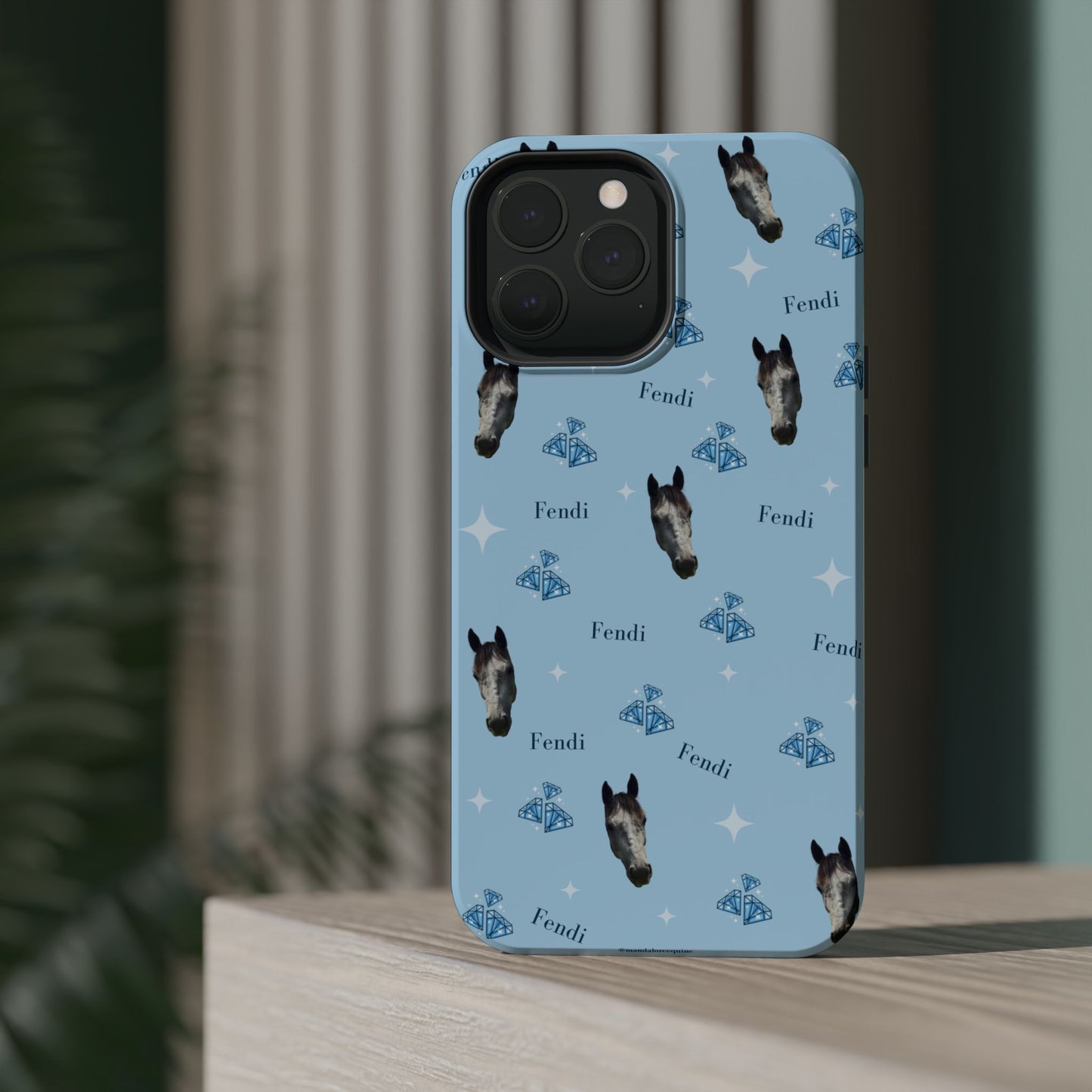 Blue Horse Pattern Magnetic Impact-Resistant Phone Case