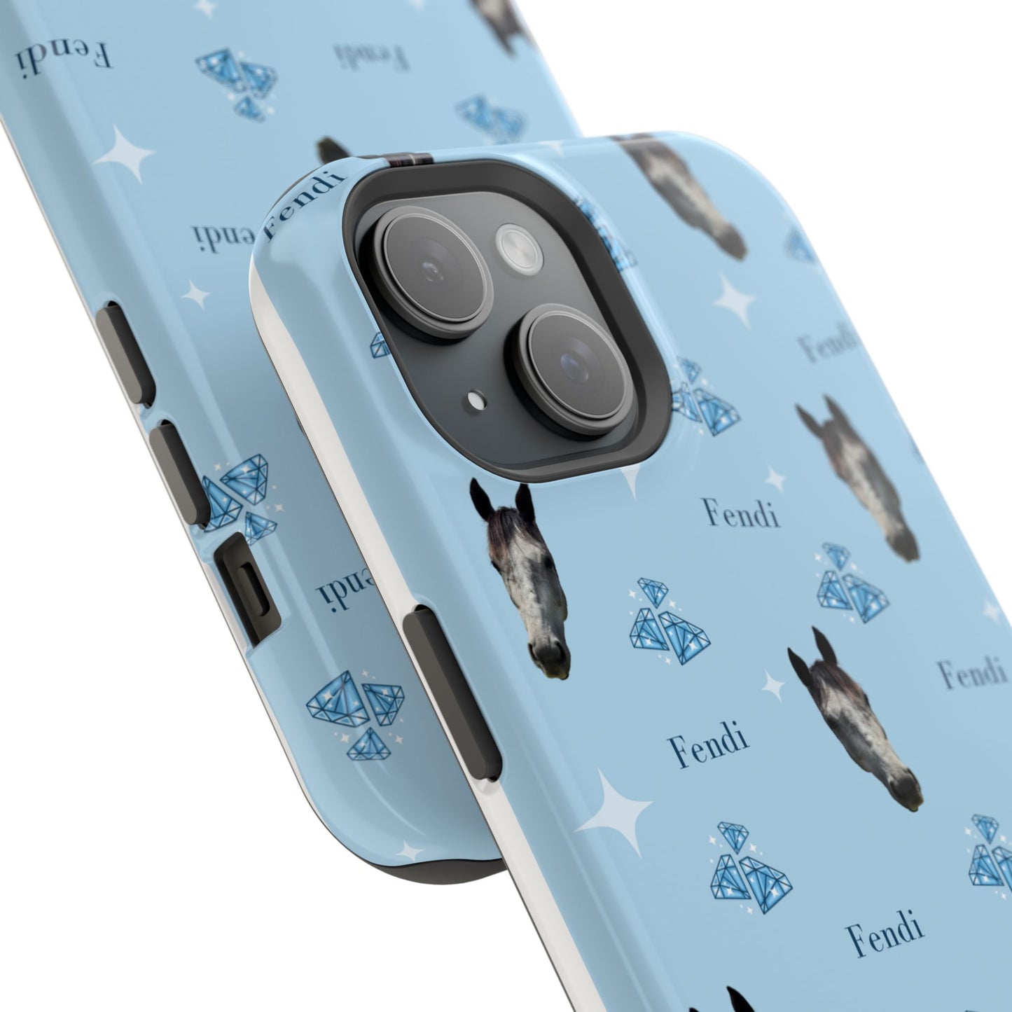 Blue Horse Pattern Magnetic Impact-Resistant Phone Case
