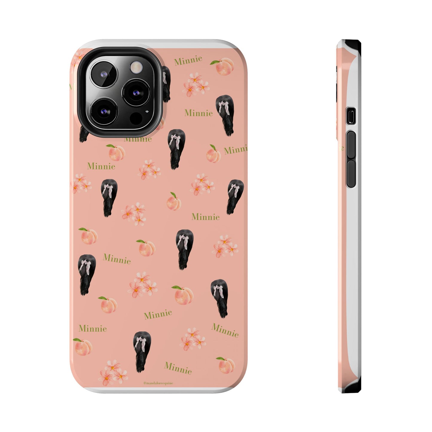 Personalized Peach Floral Phone Case — Tough Protective Case with Custom Name (Minnie)