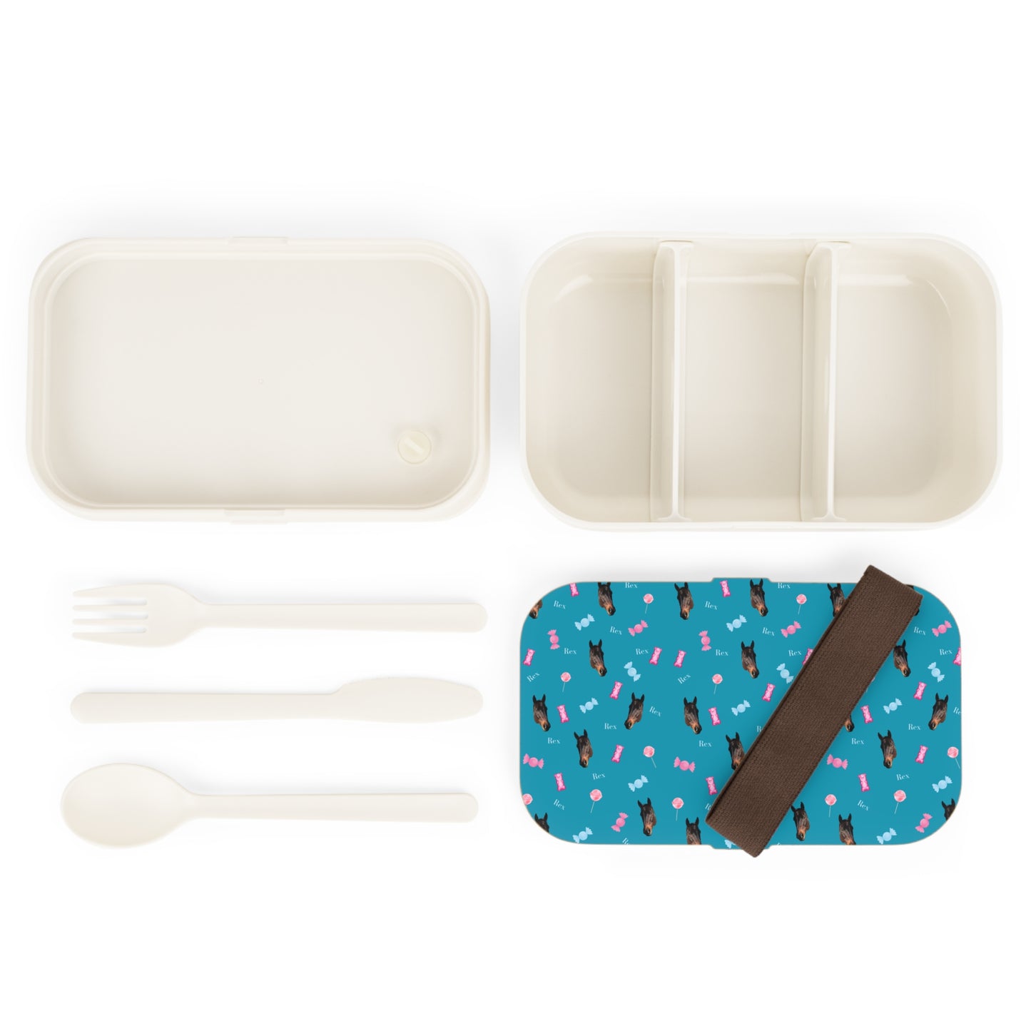 Bento Box — Cute Dog & Candy Pattern Lunch Box