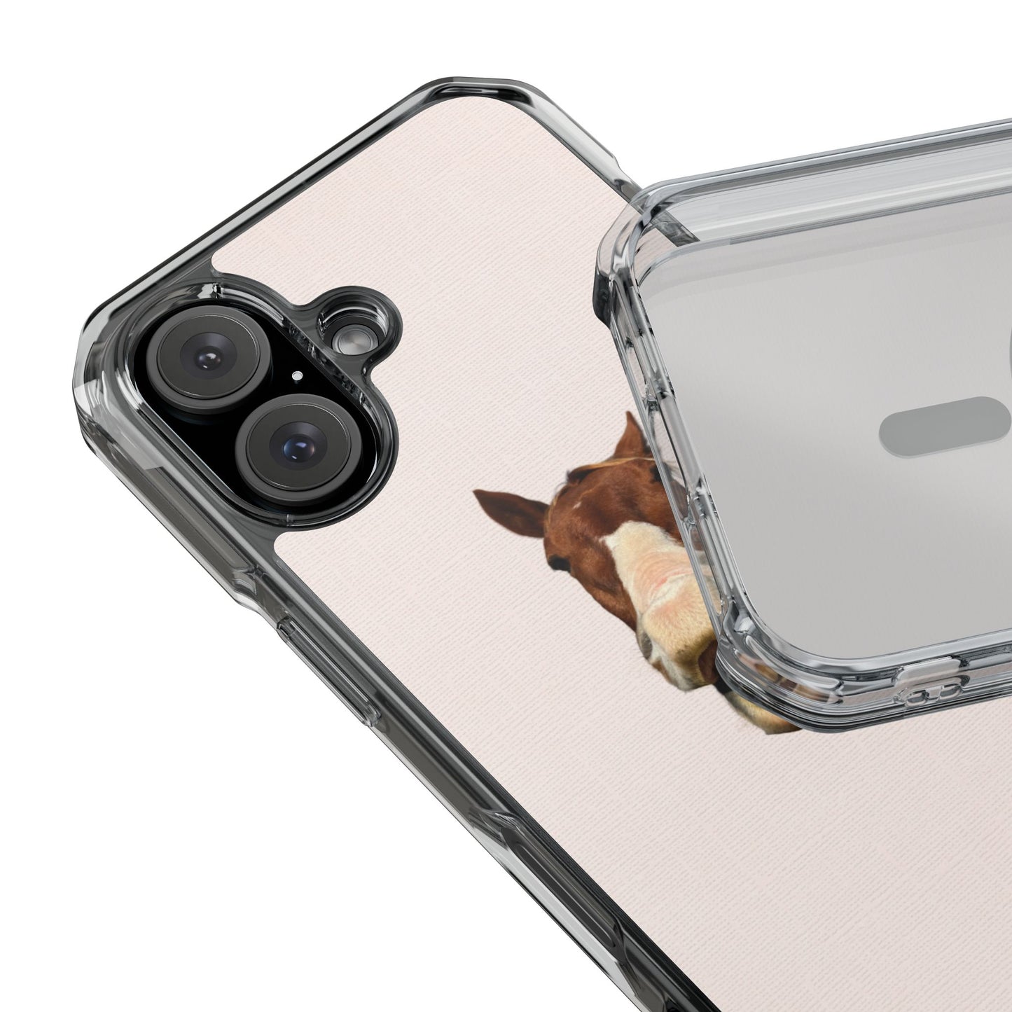 Clear Magnetic Phone Case — Funny Grinning Horse Design